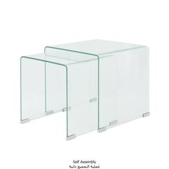 طقم طاولات متداخلة زجاج مقسّى شفاف قطعتان فيدا إكس إل