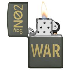 Zippo Say No To War Design Windproof Lighter, MP402954 221 (Green Matte)