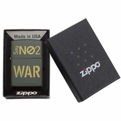 Zippo Say No To War Design Windproof Lighter, MP402954 221 (Green Matte)
