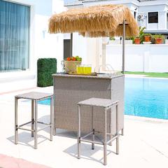 Modern Rattan & Steel High Chair & Table Set Danube Home