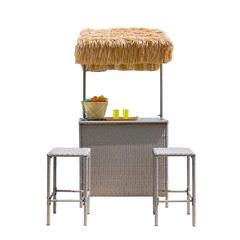 Modern Rattan & Steel High Chair & Table Set Danube Home