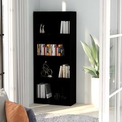 vidaXL 4-Tier Engineered Wood Book Cabinet (60 x 24 x 142 cm, Black)