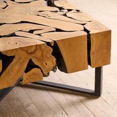 Wooden Mosaic Coffee Table Wood Culture (80 x 80 x 40 cm)