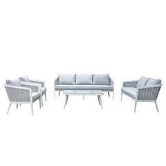 7-Seater Aluminum Textilene Lounge Sofa Set W/Cushions Creative Living