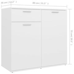 vidaXL Engineered Wood Sideboard (80 x 36 x 75 cm, White)