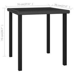 Poly Rattan & Glass Outdoor Dining Table vidaXL (70 x 70 x 73 cm)