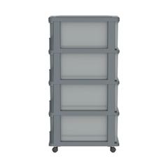 صندوق تخزين بلاستيكي من 4 طبقات مع أدراج وعجلات من كوزموبلاست سيداراتان (رمادي غامق ، 50 × 40 × 92 سم)