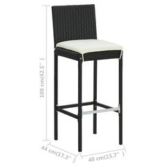4-Seater Poly Rattan Outdoor High Table & Stool Set W/Cushion vidaXL (Black)
