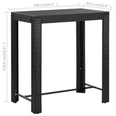 4-Seater Poly Rattan Outdoor High Table & Stool Set W/Cushion vidaXL (Black)