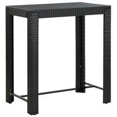 4-Seater Poly Rattan Outdoor High Table & Stool Set W/Cushion vidaXL (Black)