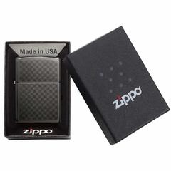 Zippo Iced Carbon Fiber Checkered Design Windproof Lighter, 29823 (Deep Grey)