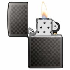 Zippo Iced Carbon Fiber Checkered Design Windproof Lighter, 29823 (Deep Grey)