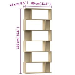 vidaXL Book Cabinet/Room Divider Sonoma Oak 80x24x192 cm Engineered Wood