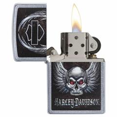 Zippo Harley-Davidson Skull Windproof Lighter, 29558 207 (Street Chrome)