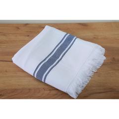 Pan Emirates Fringe Cotton Bath Towel (90 x 180 cm, White & Blue)