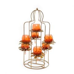 Prakash 7-Candle Holder (35 x 50 cm, Orange)