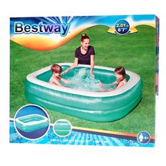 Bestway Rectangular Inflatable Family Pool (200.6 x 175.2 x 50.8 cm, Blue/White)