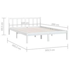 vidaXL Bed Frame White Solid Pinewood (160 x 200 cm)
