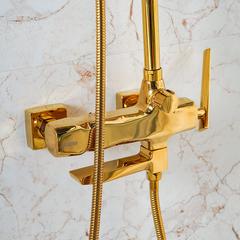 Milano Flora Gold Bath Mixer & Rain Shower Set