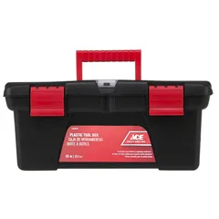 صندوق أدوات بلاستيكي مع درج لتخزين قطع الغيار (36 سم، أسود)