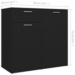 vidaXL Engineered Wood Sideboard (80 x 36 x 75 cm, Black)