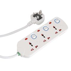 Oshtraco 3-Socket Extension Cord at 8 m, Assorted colors/designs