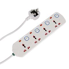 Oshtraco Universal 3-Socket Extension Cord at 8 m, Assorted colors/designs