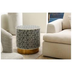 PAN Emirates Wood Bone Inlay Tribe End Table (52 x 52 x 52 cm)