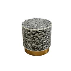 PAN Emirates Wood Bone Inlay Tribe End Table (52 x 52 x 52 cm)