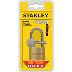 Stanley Brass Long Shackle Padlock W/3 Keys (40 mm)