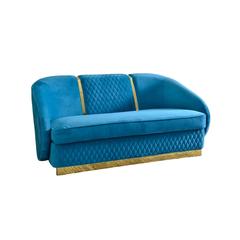 Luminar 2-Seater Velvet Fabric & Wood Sofa Pan Emirates