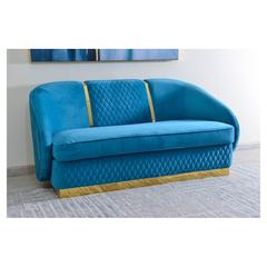 Luminar 2-Seater Velvet Fabric & Wood Sofa Pan Emirates