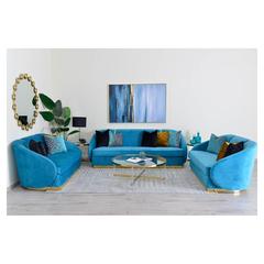 Luminar 2-Seater Velvet Fabric & Wood Sofa Pan Emirates