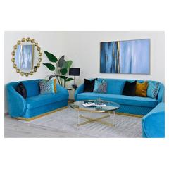 Luminar 2-Seater Velvet Fabric & Wood Sofa Pan Emirates