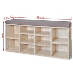 vidaXL Shoe Storage Bench 10 Compartments Oak Color