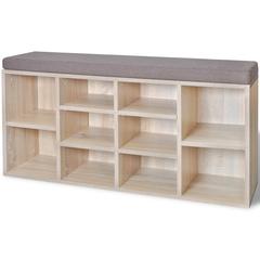 vidaXL Shoe Storage Bench 10 Compartments Oak Color