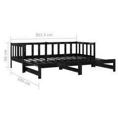 vidaXL Pull-out Day Bed Black Solid Pinewood 2x