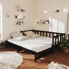 vidaXL Pull-out Day Bed Black Solid Pinewood 2x