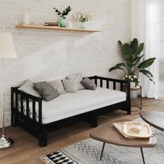 vidaXL Pull-out Day Bed Black Solid Pinewood 2x