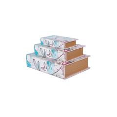 طقم 3 علب بشكل كتب إنشانتد (32 × 24 × 8 سم، أزرق)