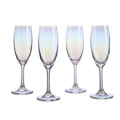 Pan Emirates Helvina Electroplated Flute Glass Set (4 Pc., 220 ml, Pearl)