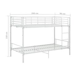 vidaXL Bunk Bed White Metal 90x200 cm