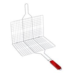 Royalford Iron Barbeque Grill Basket W/Wooden Handle (30 x 40 x 58 cm)