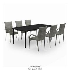 6-Seater Poly Rattan Garden Dining Set vidaXL (Black & Gray)