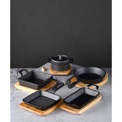 Masterpro Cook And Share Cast Iron Baking Pan W/Wooden Under Liner (Rectangle, 17 x 10 cm)