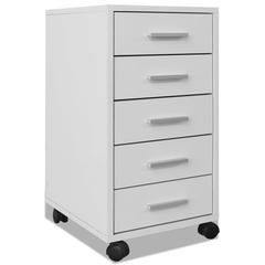 vidaXL Office Drawer Unit with Castors 5 Drawers White (33 x 38 x 63 cm)