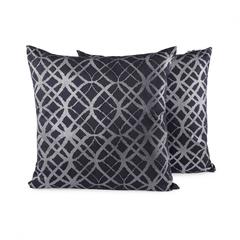 Pan Emirates Caitlin 2-Piece Foil Printed Filled Cushion Set (45 x 45 cm, Silver)