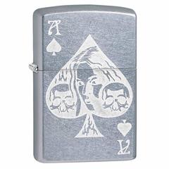 Zippo Ace Of Spades Goth Windproof Lighter, 49113 (Street Chrome)
