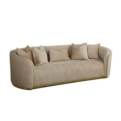 Angleton 3-Seater Velvet Fabric & Metal Sofa Pan Emirates