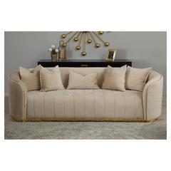 Angleton 3-Seater Velvet Fabric & Metal Sofa Pan Emirates